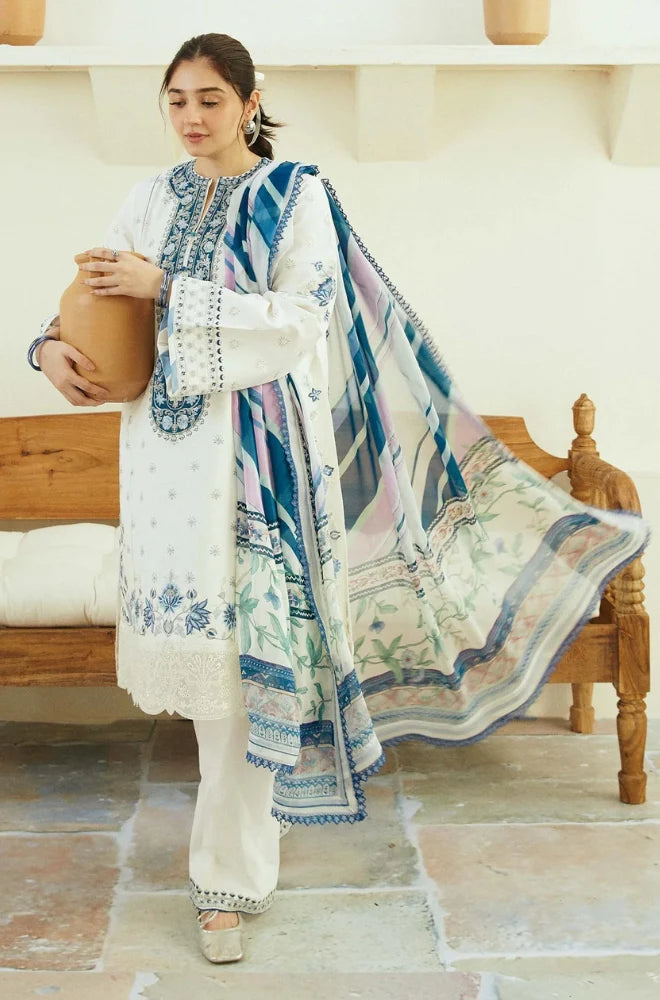 Zara Shahjahan  lawn 3PC Embroidered Unstitched