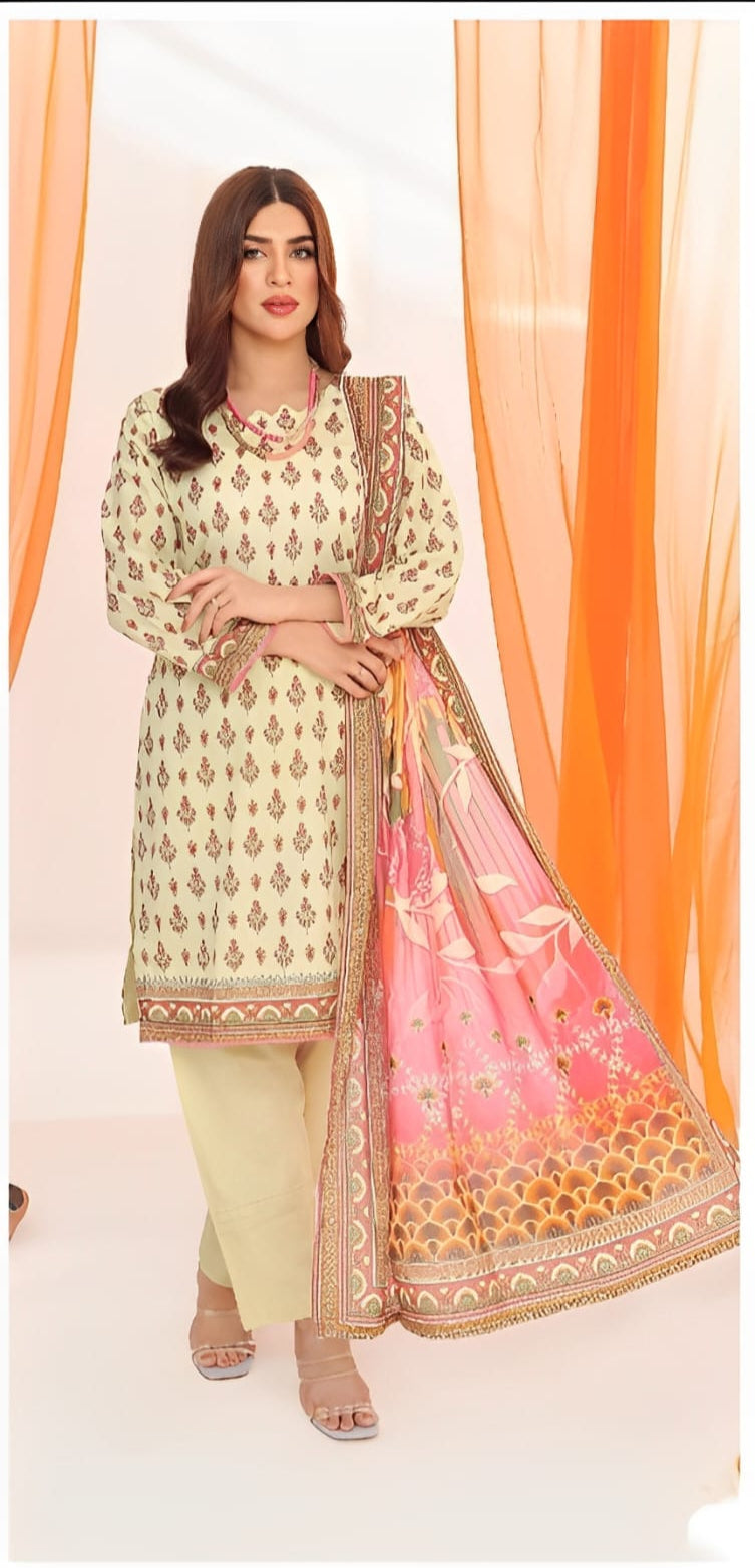 Ethnic Printed Lawn Unstitched 3 Piece