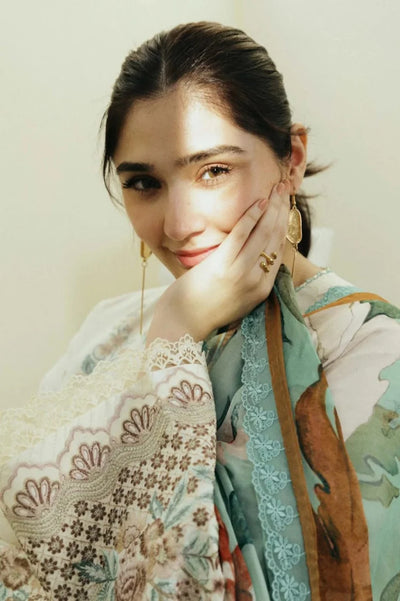 Zara Shahjahan  lawn 3PC Embroidered Unstitched