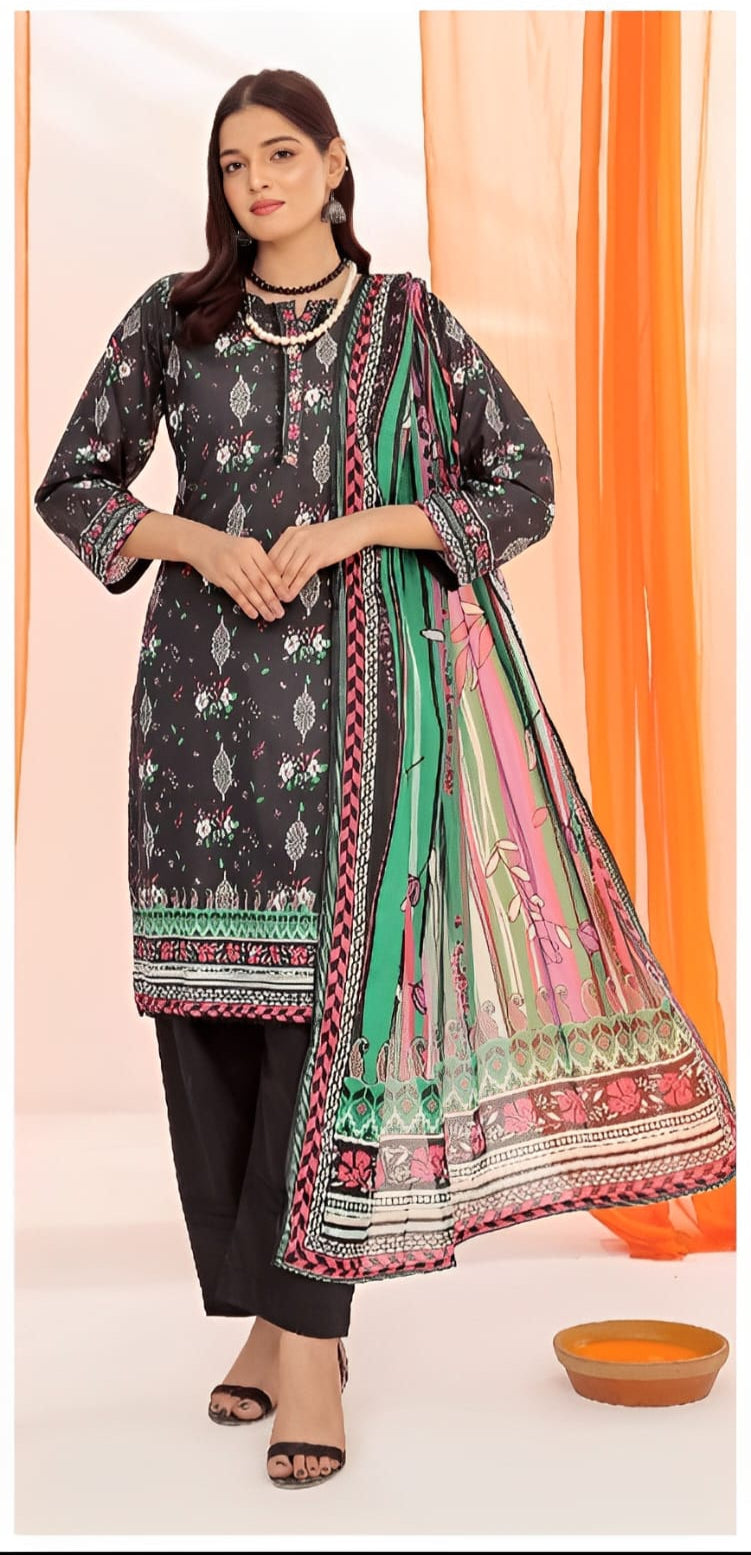 Ethnic Printed Lawn Unstitched 3 Piece