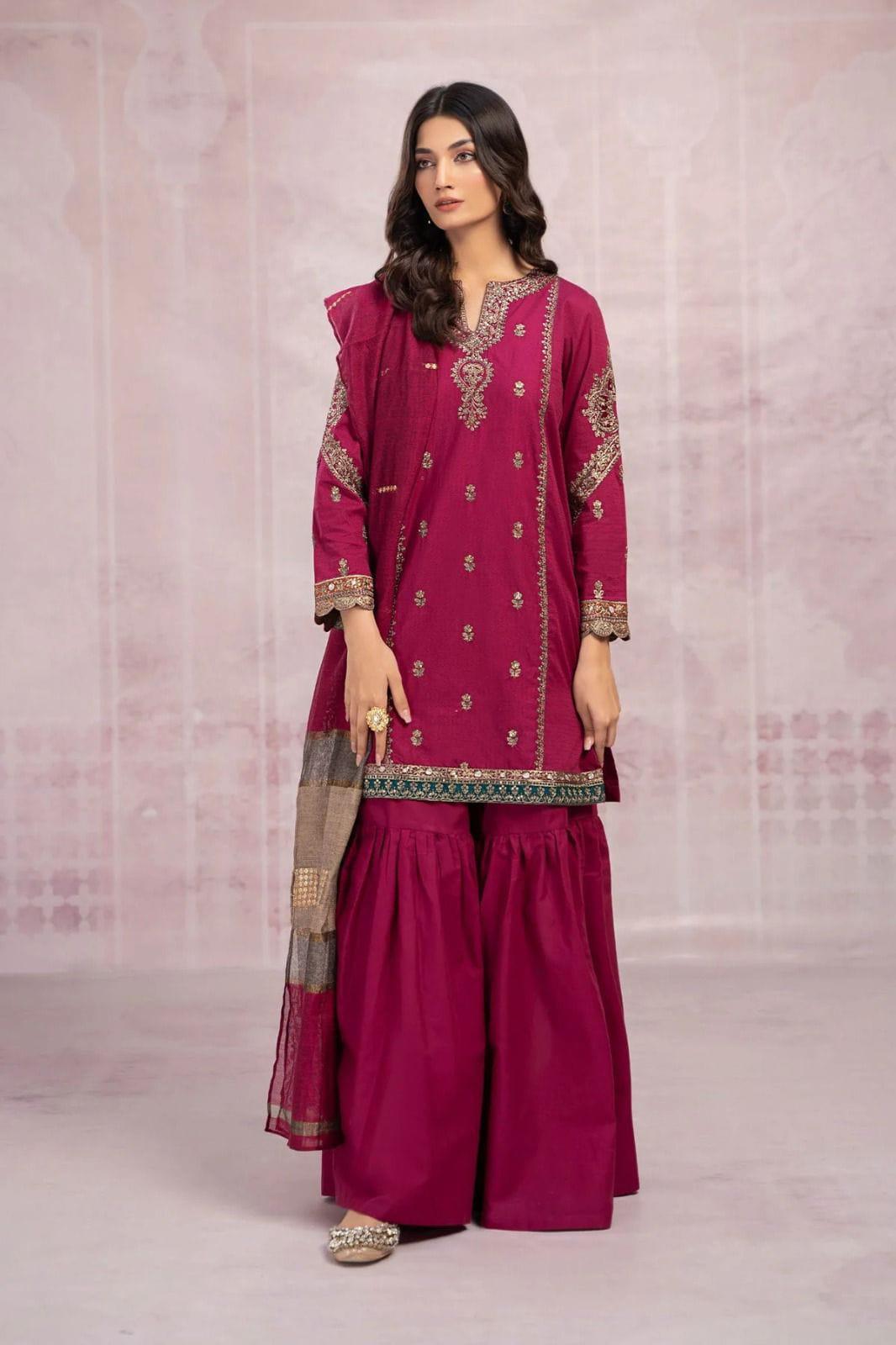 Maria.B 3 PC Pure Lawn Embroidered Unstitch