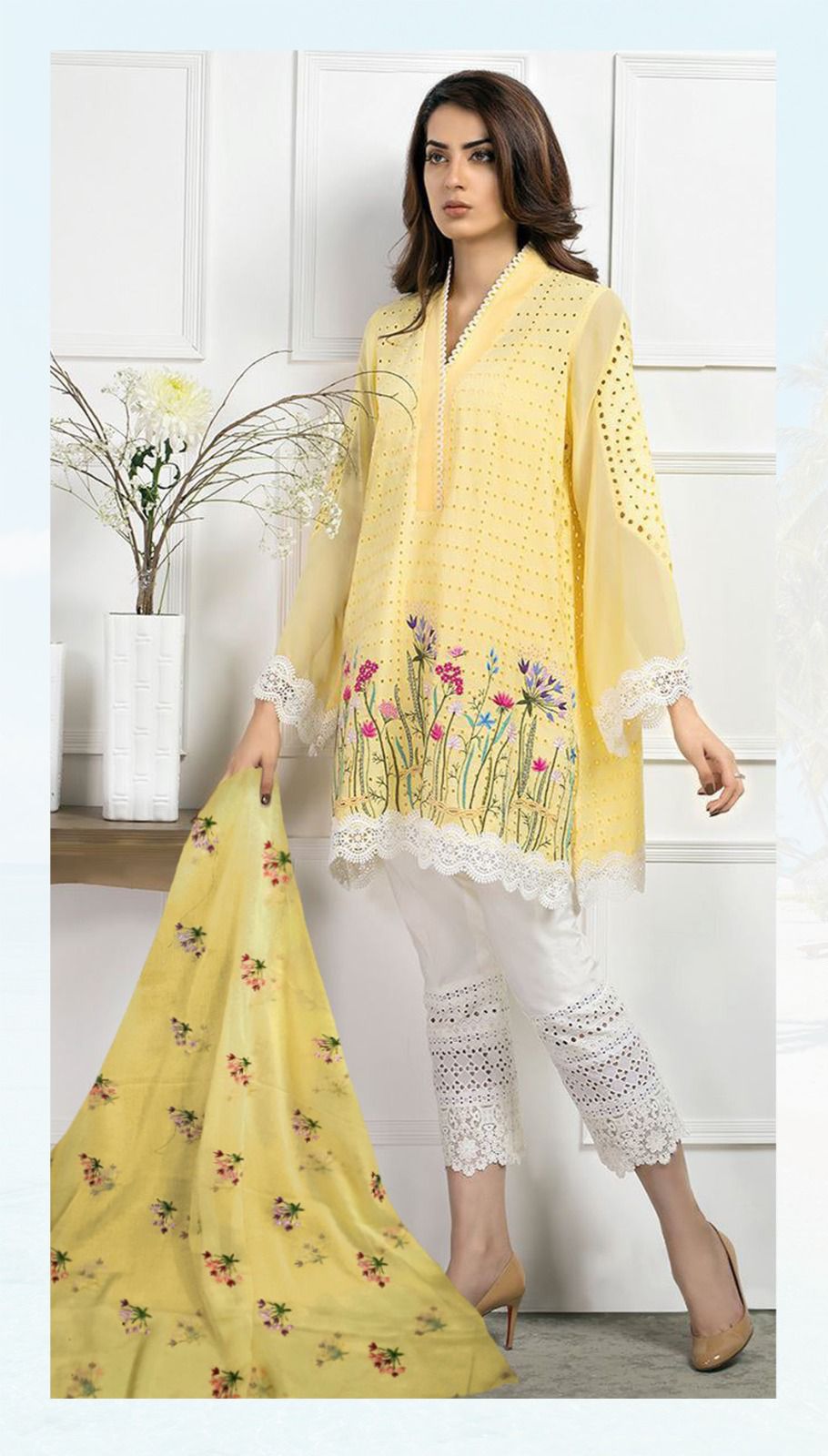 Farida Hassan Lawn 3 PC Embroidered Unstitched