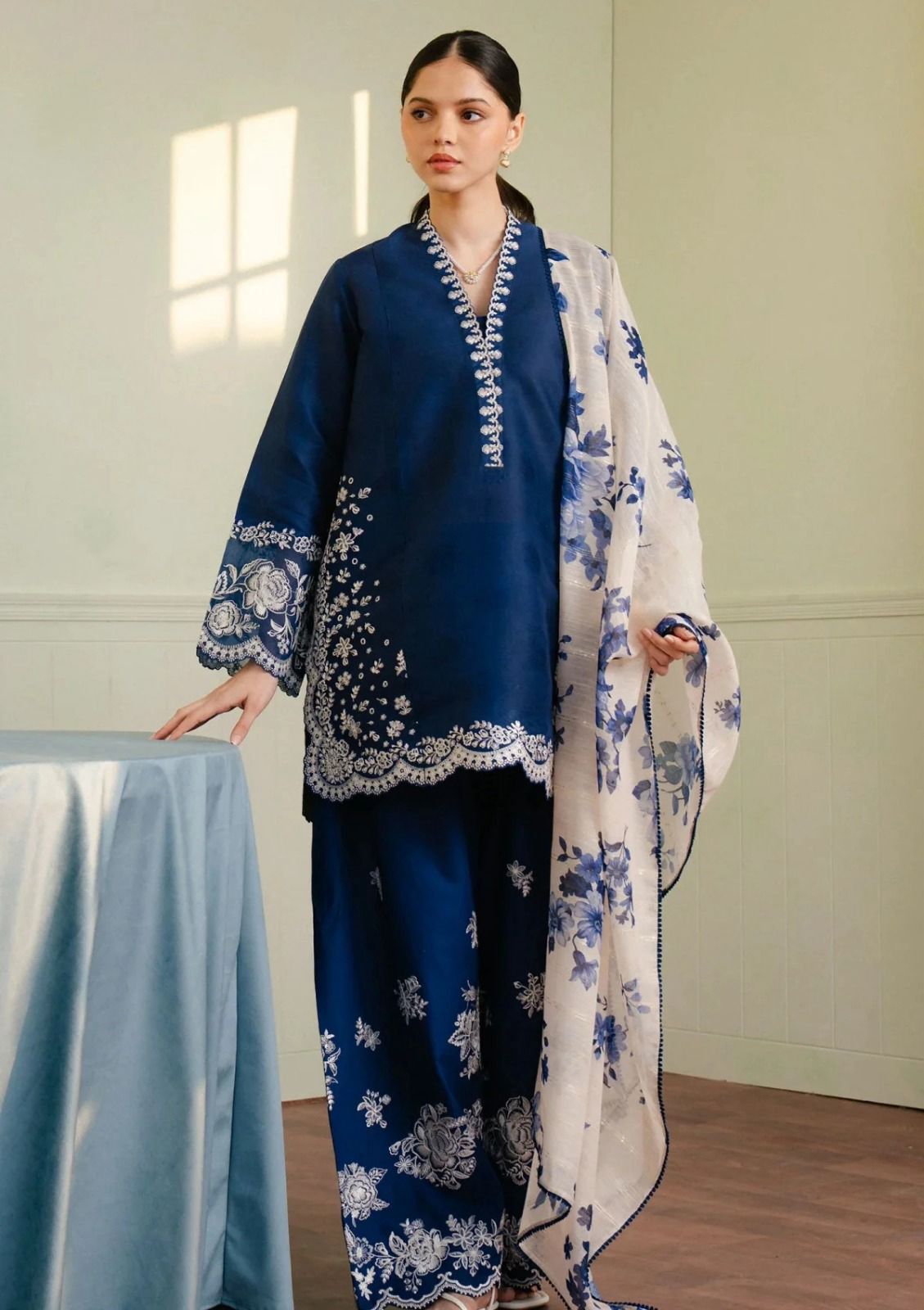 Zara Shahjahan  lawn 3PC Embroidered Unstitched