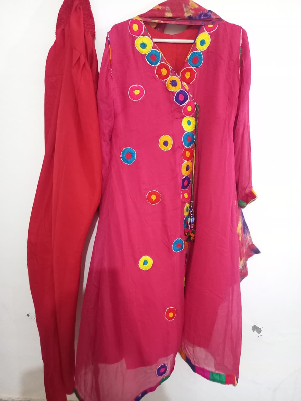 Preloved 3pc formal wear A shape long frock stitched