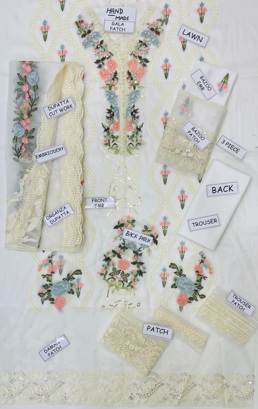Crimson Luxury Chikankari lawn 3PC Embroidered Unstitched