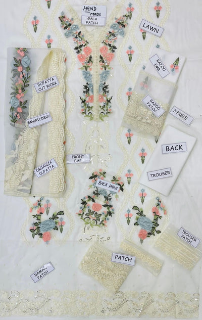 Crimson Luxury Chikankari lawn 3PC Embroidered Unstitched