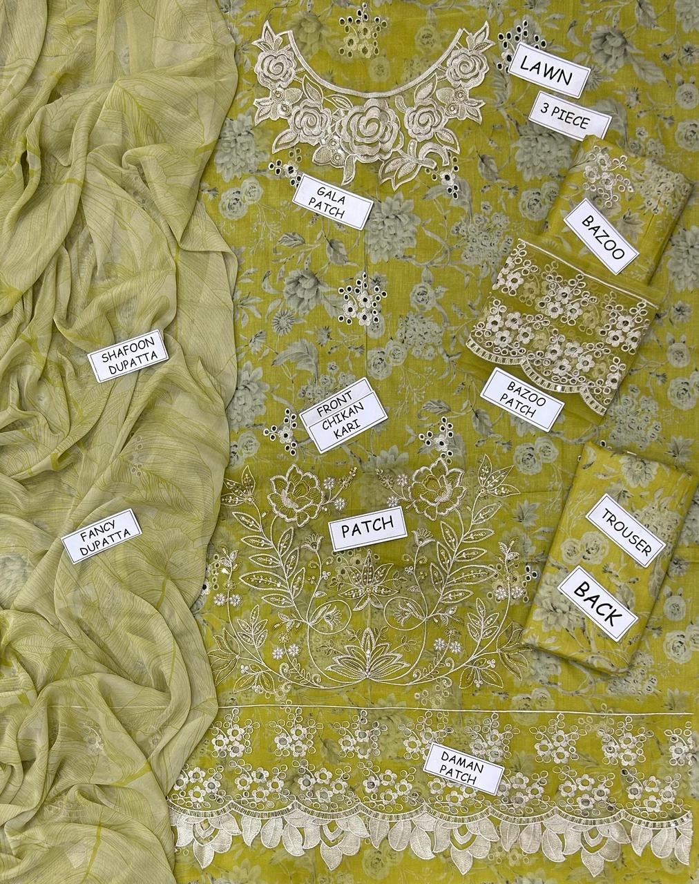 Iznik lawn 3PC Embroidered Unstitched