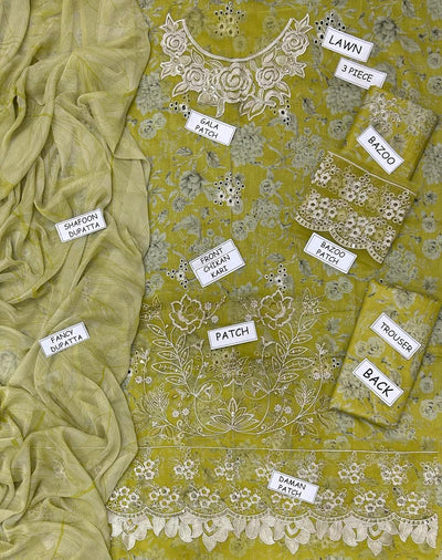 Iznik lawn 3PC Embroidered Unstitched