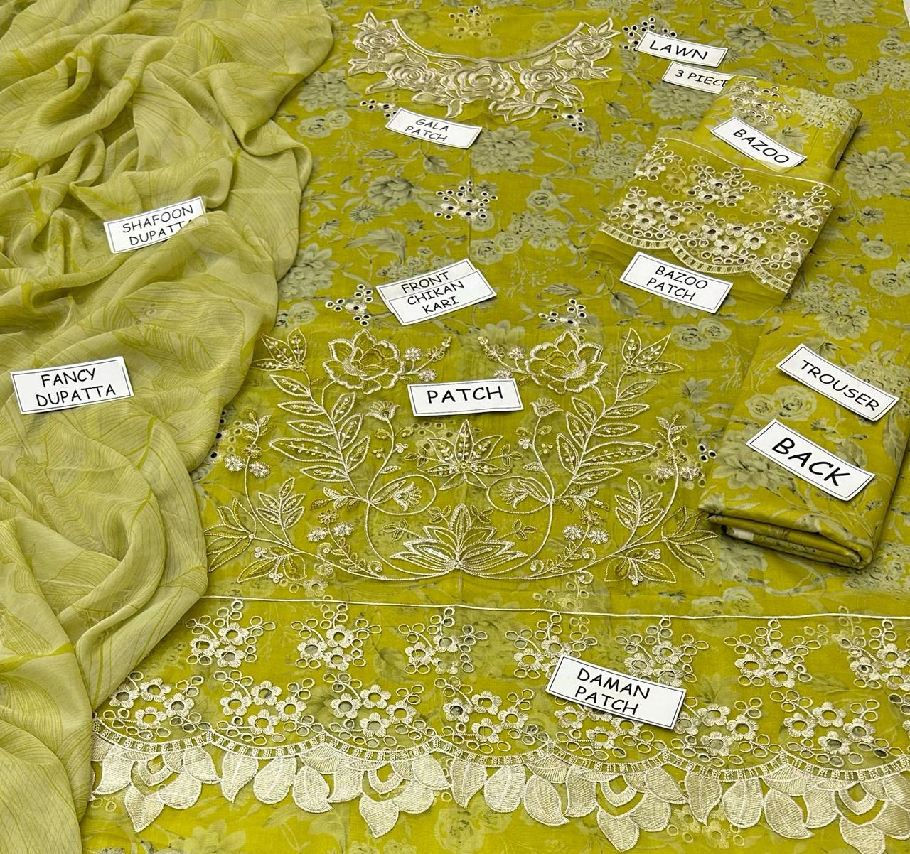 Iznik lawn 3PC Embroidered Unstitched