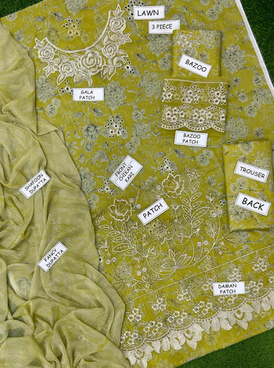 Iznik lawn 3PC Embroidered Unstitched